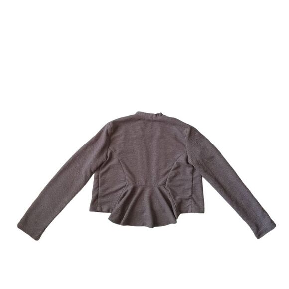 BB Dakota Shimmery Gray Crinkle Textured Long Sleeve Open Front Cardigan Jacket - Picture 2 of 10